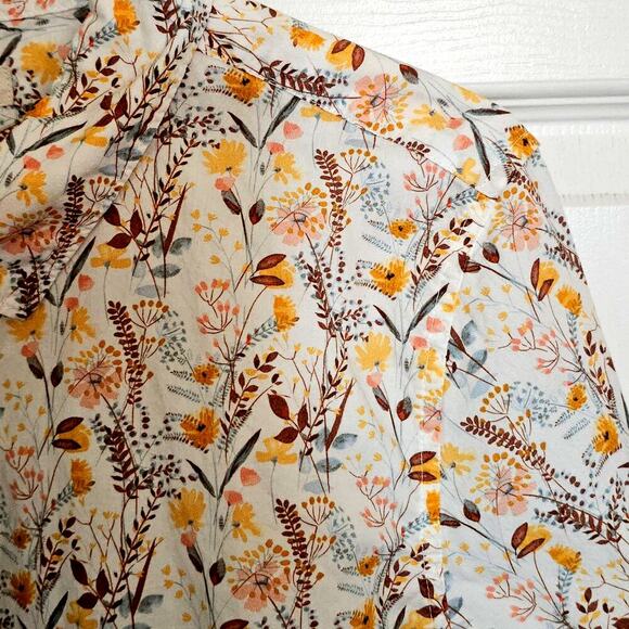 Garnet Hill Autumn Floral Button-Up Shirt 14 Organic‎ Cotton Business Festival - Picture 5 of 8